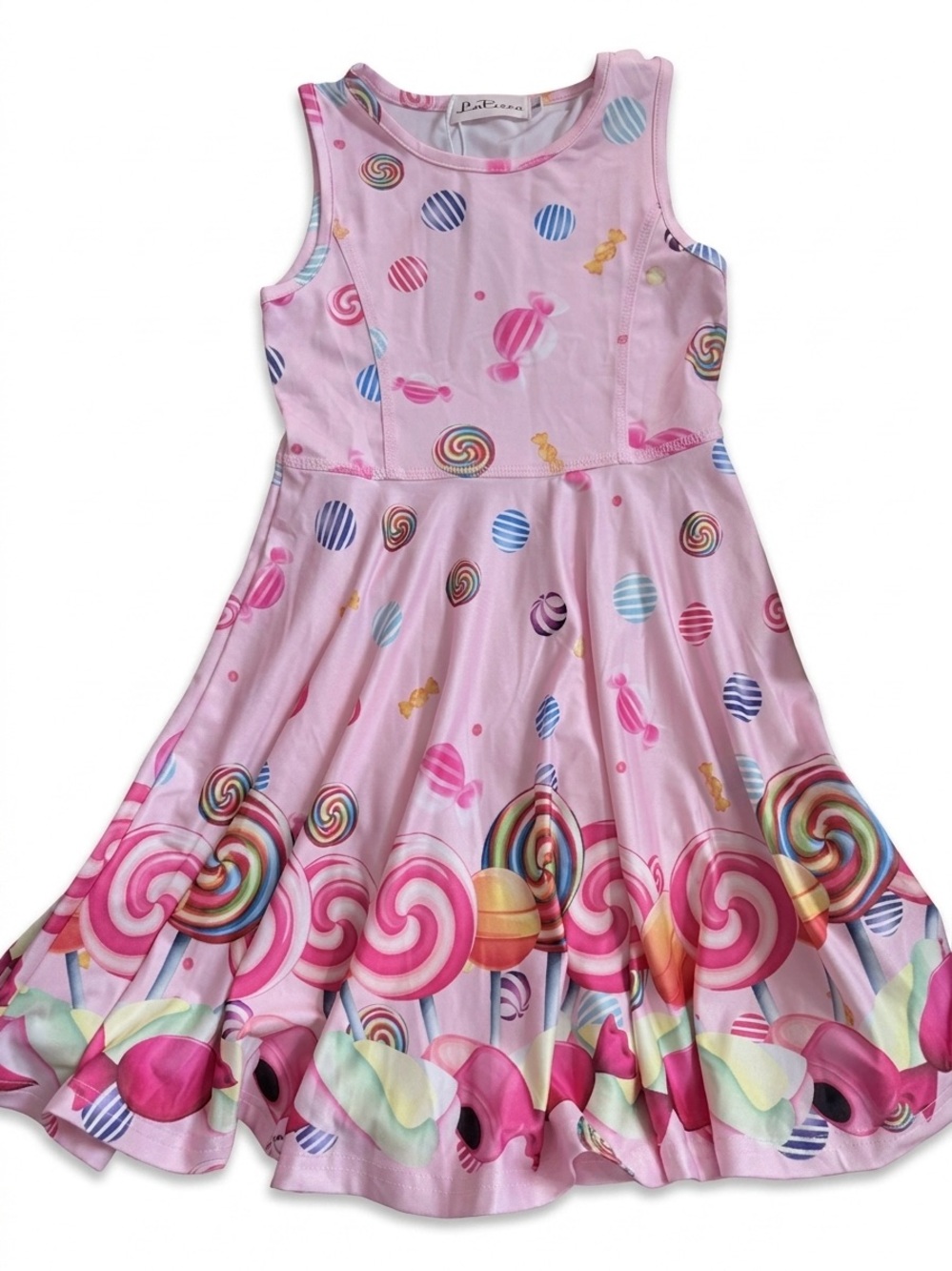Kids Size Large Candy Print Sleeveless Dress